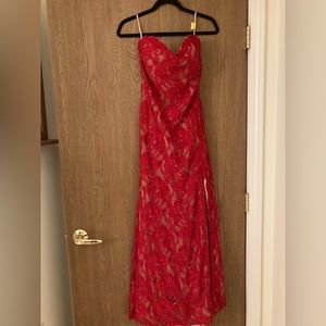 Red Lace Strapless Jovani Prom Dress. Size 0.